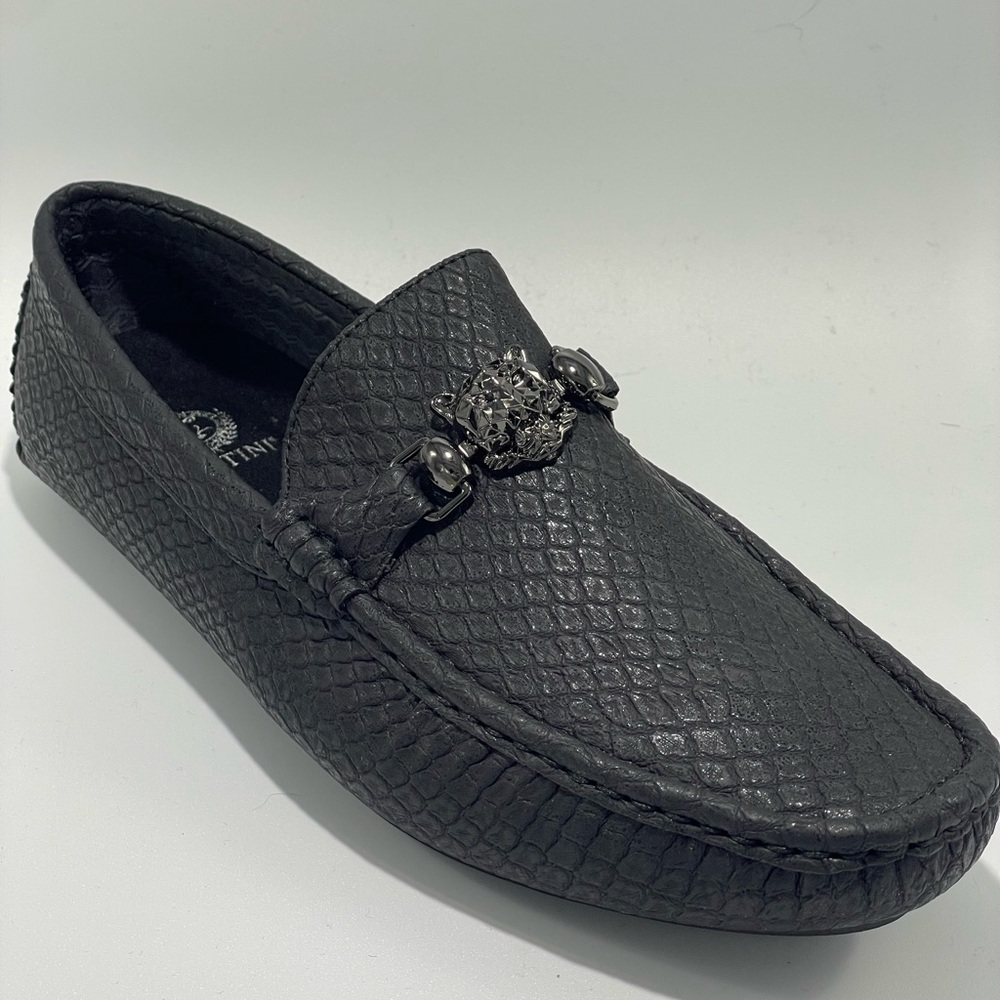 Platini Black‎ PSH5192 Textured Loafers Lion Bit Men’s 8.5 New in Box